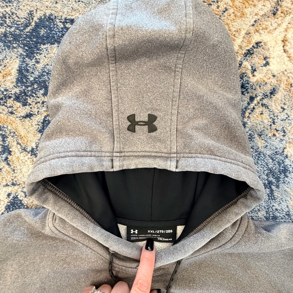 Under Armour Heather Grey ColdGear Hooded Pullover